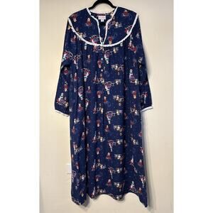Lanz of Salzburg Women's XL Sleigh Puppies Flannel Nightgown Christmas Holiday